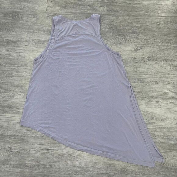 LULULEMON Muscle Tank Women’s 12 ? Asymmetrical Hem Side Tie Top Purple Workout - Picture 2 of 6